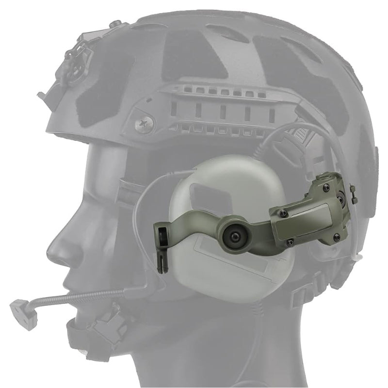 Casque Peltor Support vert olive installé