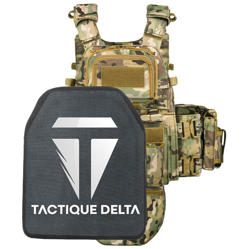 Gilet tactique force speciale camouflage multicam avec plaque