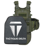 Gilet tactique force speciale vert olive avec plaque