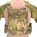 Gilet tactique militaire camouflage multicam porté dos