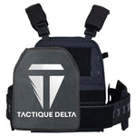 Gilet tactique militaire noir avec plaque