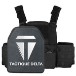 Gilet tactique multicam noir avec plaque