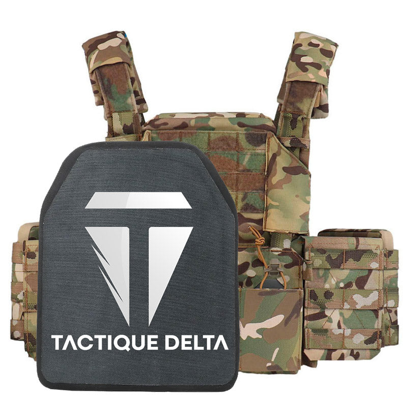 Gilet tactique multicam avec plaque