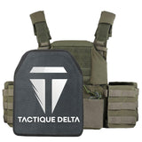 Gilet tactique multicam vert olive avec plaque