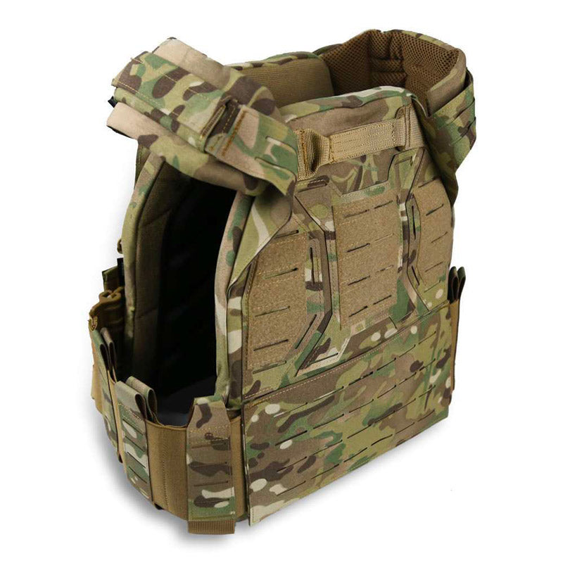 Gilet tactique porte plaque camouflage multicam profil dos