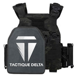 Gilet tactique porte plaque camouflage nocturne avec plaque