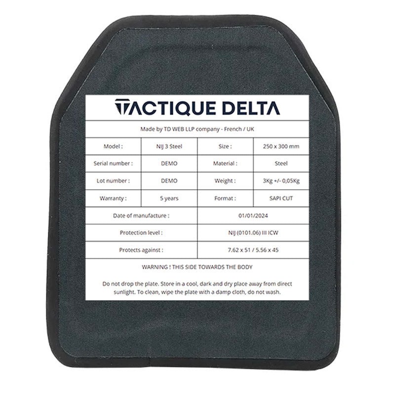 Plaque balistique acier dos