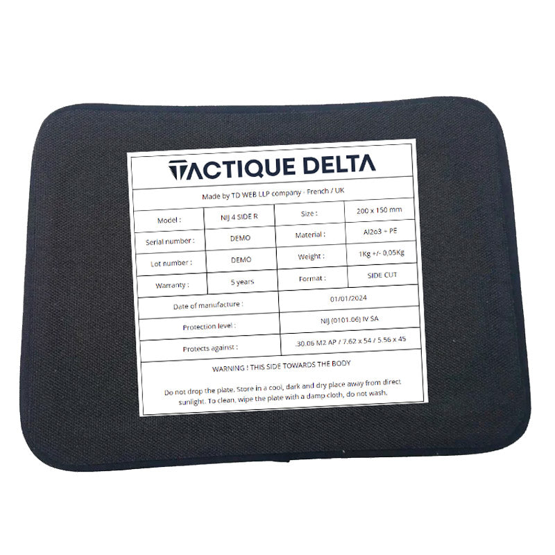 Plaque balistique latérale nij 4 dos