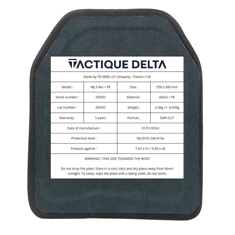 Plaque balistique niveau 3 dos