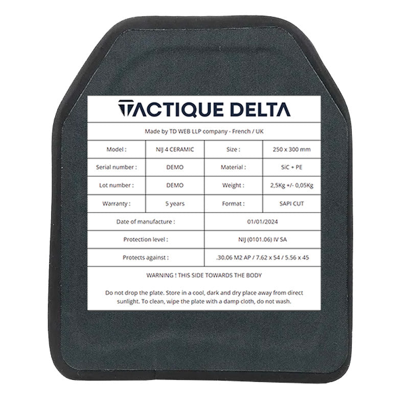 Plaque ceramique gilet pare balles dos