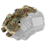 Poche batterie tactique pour casque militaire camouflage multicam installée