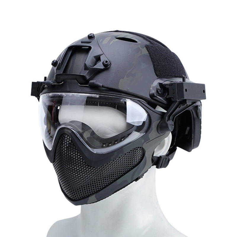 Protection visage casque fast camouflage noir