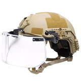 Visière balistique sur casque coyote